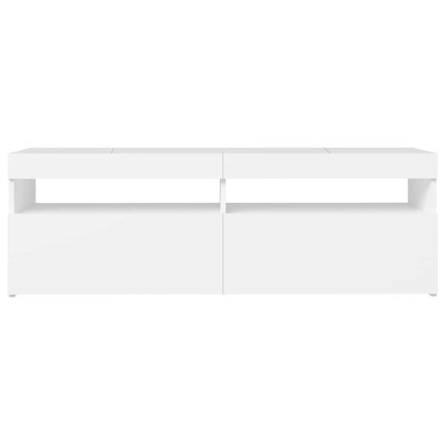 ТВ шкаф с LED осветление, бял, 120x35x40 см