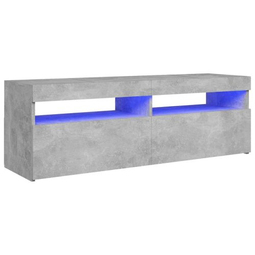 ТВ шкаф с LED осветление, бетонно сив, 120x35x40 см