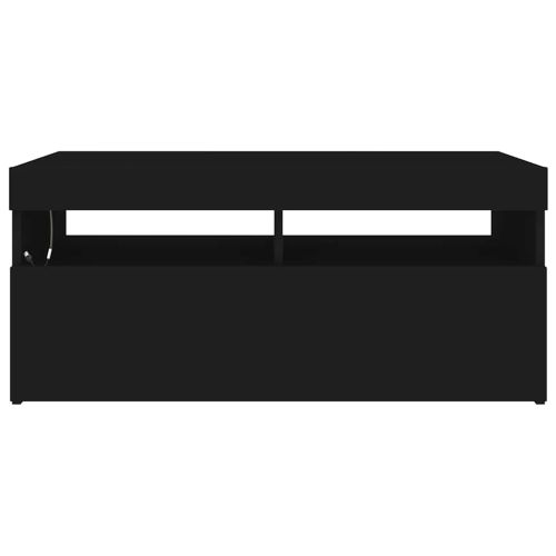 ТВ шкаф с LED осветление, черен, 90x35x40 см