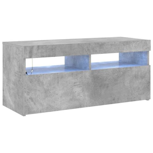 ТВ шкаф с LED осветление, бетонно сив, 90x35x40 см