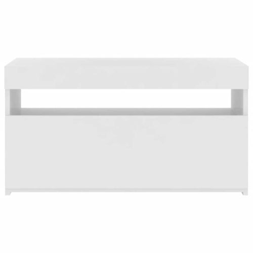 ТВ шкаф с LED осветление, бял, 75x35x40 см