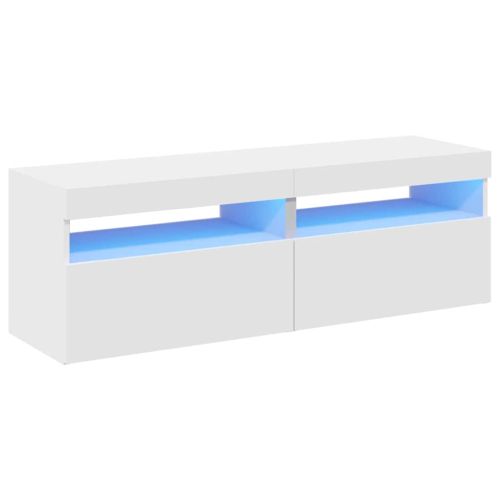 ТВ шкафове с LED осветление 2 бр бели 60x35x40 см