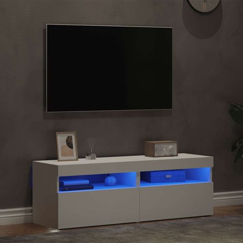 ТВ шкафове с LED осветление 2 бр бели 60x35x40 см