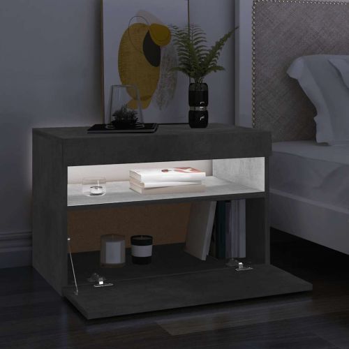 ТВ шкаф с LED осветление, бетонно сив, 60x35x40 см