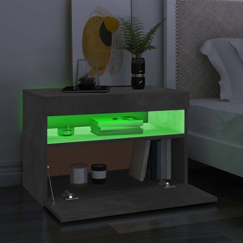 ТВ шкаф с LED осветление, бетонно сив, 60x35x40 см