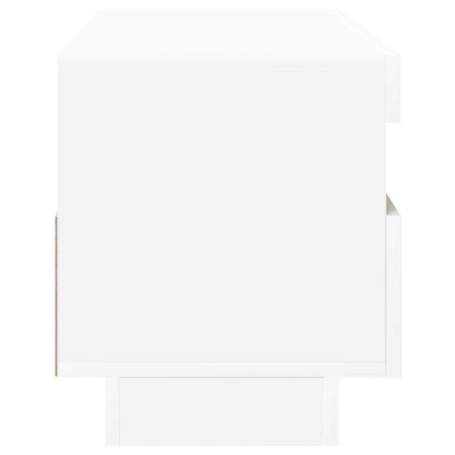 ТВ шкаф с LED осветление, бял, 100x35x40 см