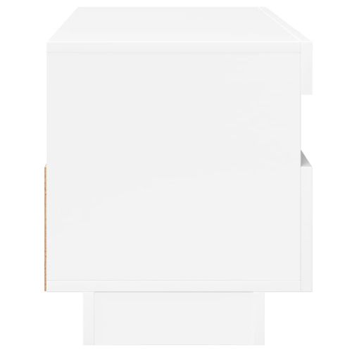 ТВ шкаф с LED осветление, бял гланц, 100x35x40 см