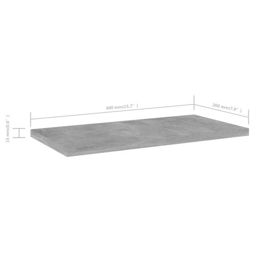 Рафтове, 4 бр, бетонно сиви, 40x20x1,5 см, инженерно дърво