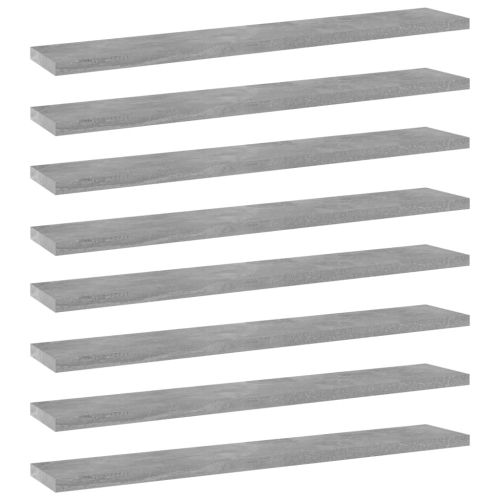 Рафтове за етажерка, 8 бр, бетонно сиви, 60x10x1,5 см, ПДЧ