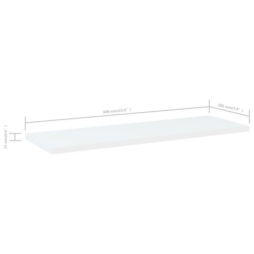 Рафтове за етажерка, 4 бр, бели, 60x20x1,5 см, инженерно дърво