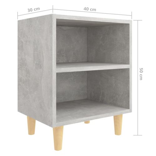 Нощни шкафчета крака дърво масив 2 бр бетонно сиви 40x30x50 см