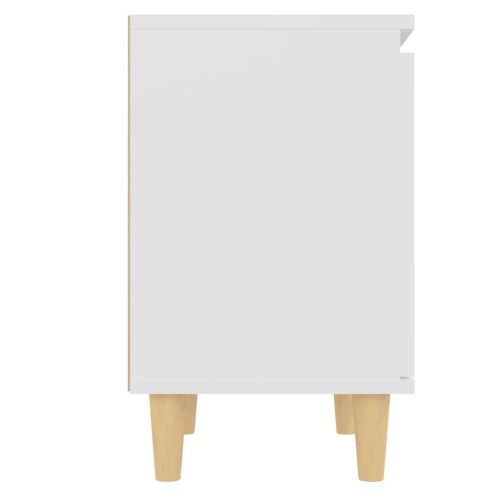 Нощни шкафчета с крака от дървен масив 2 бр бели 40x30x50 см