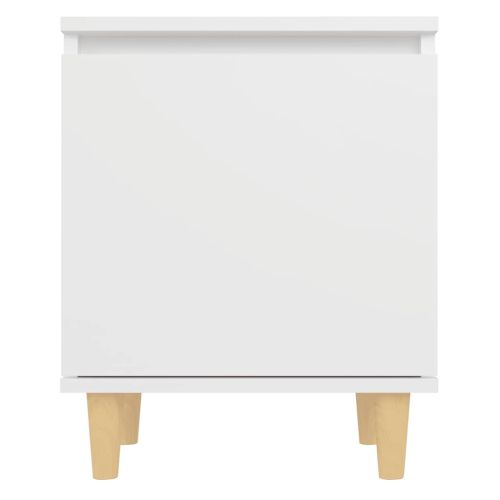 Нощни шкафчета с крака от дървен масив 2 бр бели 40x30x50 см
