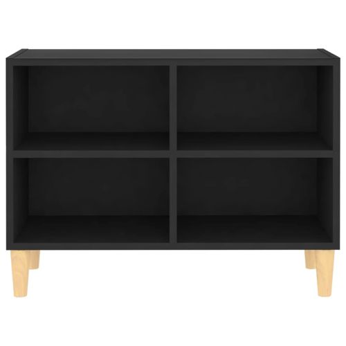 ТВ шкаф с крака от дърво масив, черен, 69,5x30x50 см