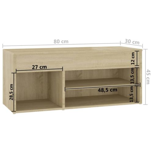 Пейка за обувки, дъб сонома, 80x30x45 см, инженерно дърво