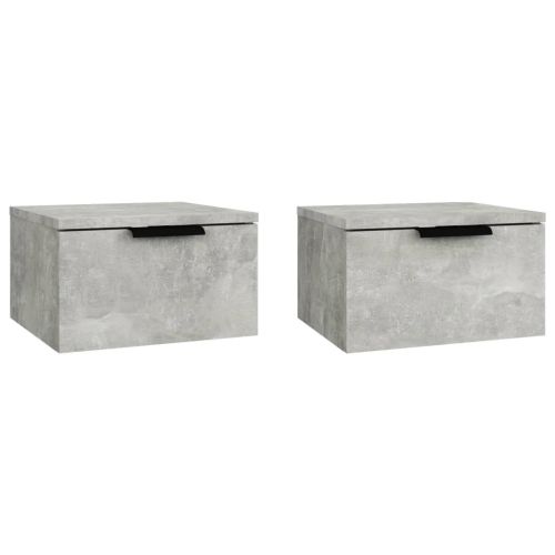Нощни шкафчета за стенен монтаж 2 бр бетонно сиви 34x30x20 см