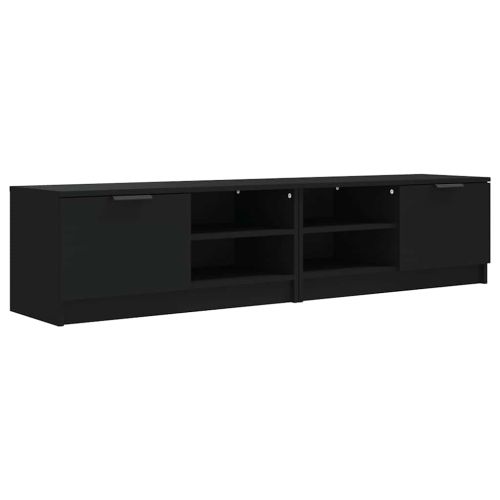 ТВ шкафове 2 бр черни 80x35x36,5 см инженерно дърво