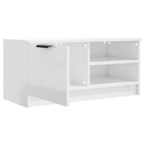 ТВ шкаф бял гланц 80x35x36,5 см инженерно дърво
