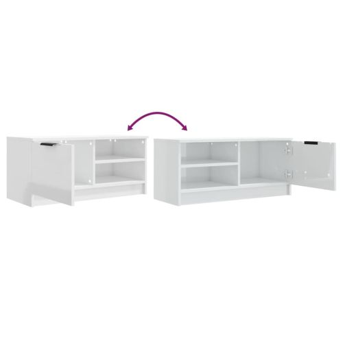 ТВ шкаф бял гланц 80x35x36,5 см инженерно дърво
