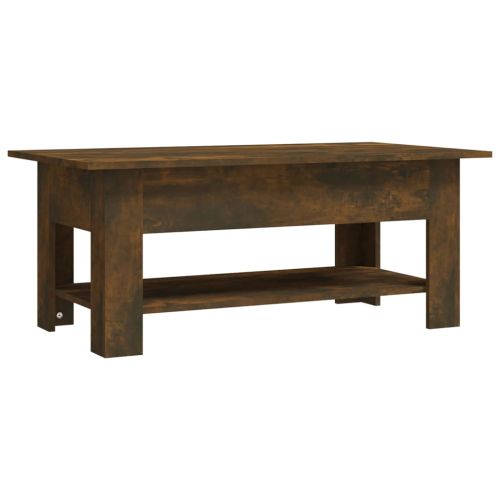 Кафе маса, опушен дъб, 102x55x42 см, инженерно дърво
