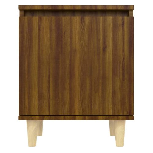 Нощни шкафчета с крака масивно дърво 2 бр кафяв дъб 40x30x50 см