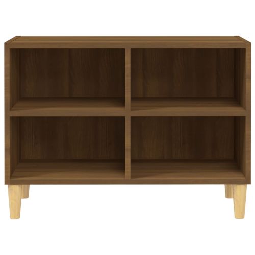 ТВ шкаф с крака от масивно дърво, кафяв дъб, 69,5x30x50 см