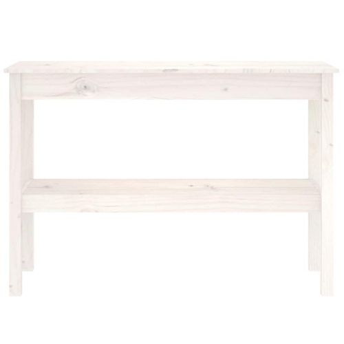 Конзолна маса бяла 110x40x75 см борово дърво масив