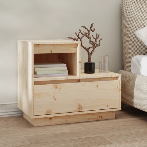 Нощно шкафче, 60x34x51 см, борово дърво масив