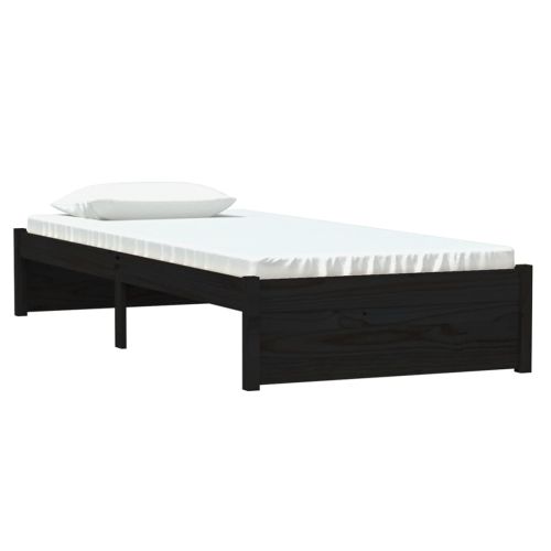 Рамка за легло черна масивно дърво 75x190 см Small Single