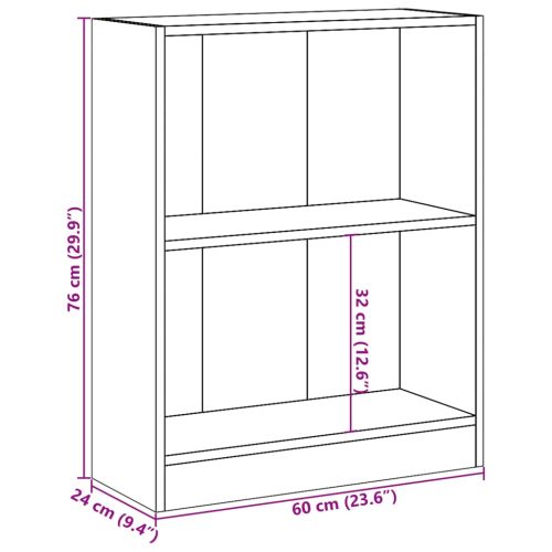 Етажерка за книги, кафяв дъб, 60x24x76 см, инженерно дърво