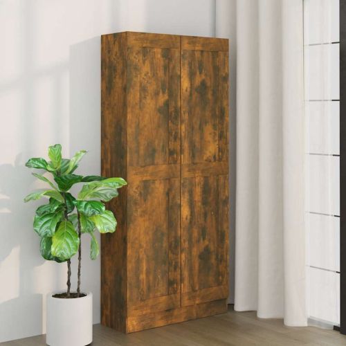 Шкаф за книги, опушен дъб, 82,5x30,5x185,5 см, инженерно дърво