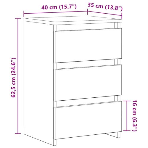 Нощни шкафчета 2 бр опушен дъб 40x35x62,5 см инженерно дърво