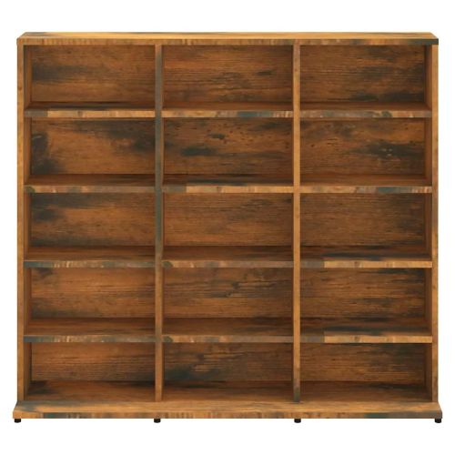 Етажерка за дискове опушен дъб 100x23x89,5 см инженерно дърво