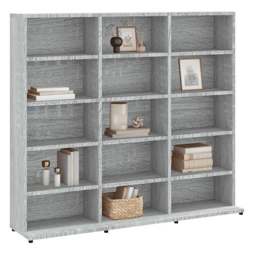 Етажерка за дискове сив сонома 100x23x89,5 см инженерно дърво