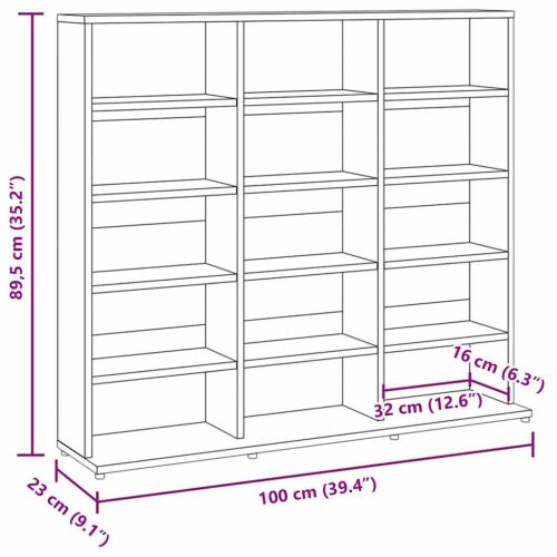 Етажерка за дискове сив сонома 100x23x89,5 см инженерно дърво