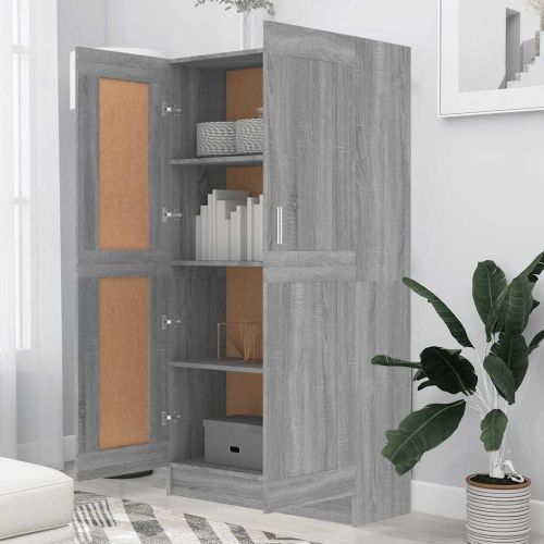Библиотека, сив сонома, 82,5x30,5x150 см, инженерно дърво