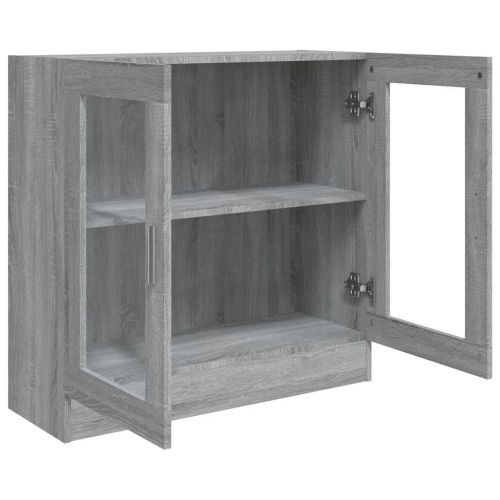 Шкаф витрина, сив сонома, 82,5x30,5x80 см, инженерно дърво