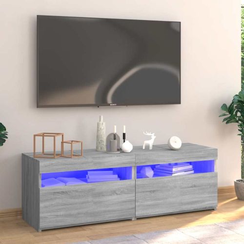 ТВ шкаф с LED осветление, сив сонома, 120x35x40 см