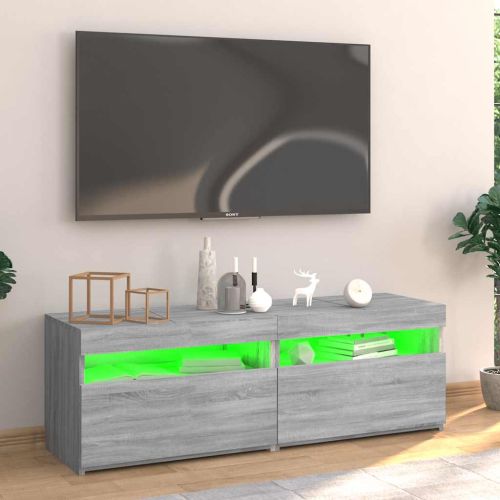 ТВ шкаф с LED осветление, сив сонома, 120x35x40 см