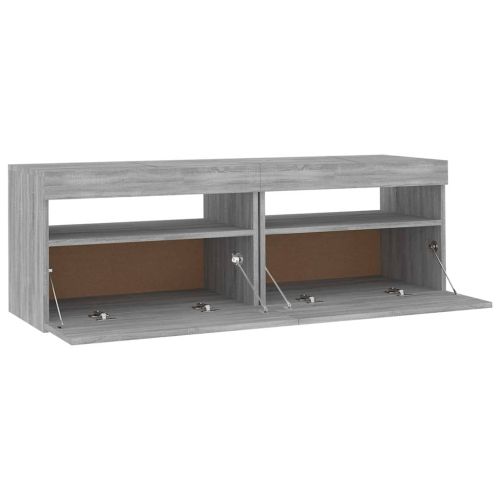 ТВ шкаф с LED осветление, сив сонома, 120x35x40 см