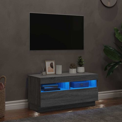 ТВ шкаф с LED осветление, сив сонома, 80x35x40 см