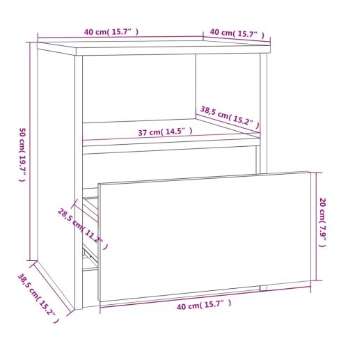 Нощни шкафчета 2 бр опушен дъб 40x40x50 см инженерно дърво