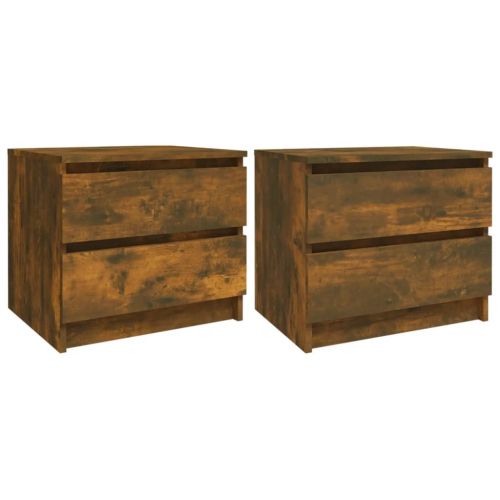 Нощни шкафчета 2 бр опушен дъб 50x39x43,5 см инженерно дърво