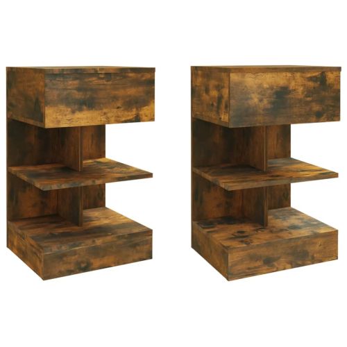 Нощни шкафчета 2 бр опушен дъб 40x35x65 см инженерно дърво