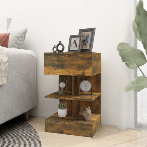 Нощни шкафчета 2 бр опушен дъб 40x35x65 см инженерно дърво