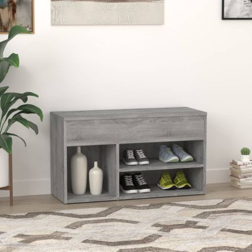 Шкаф за обувки, сив сонома, 80x30x45 см, инженерно дърво