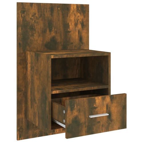 Нощни шкафчета за стенен монтаж, 2 бр, опушен дъб
