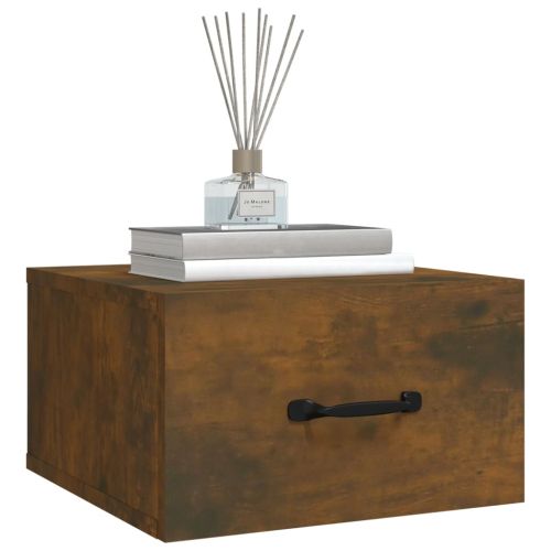Нощни шкафчета за стенен монтаж, 2 бр, опушен дъб, 35x35x20 см