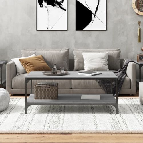 Кафе маса, сив сонома, 80x50x40 см, инженерно дърво