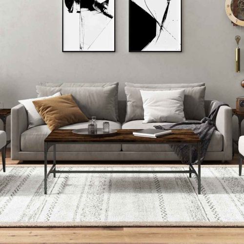 Кафе маса, опушен дъб, 100x50x35 см, инженерно дърво
